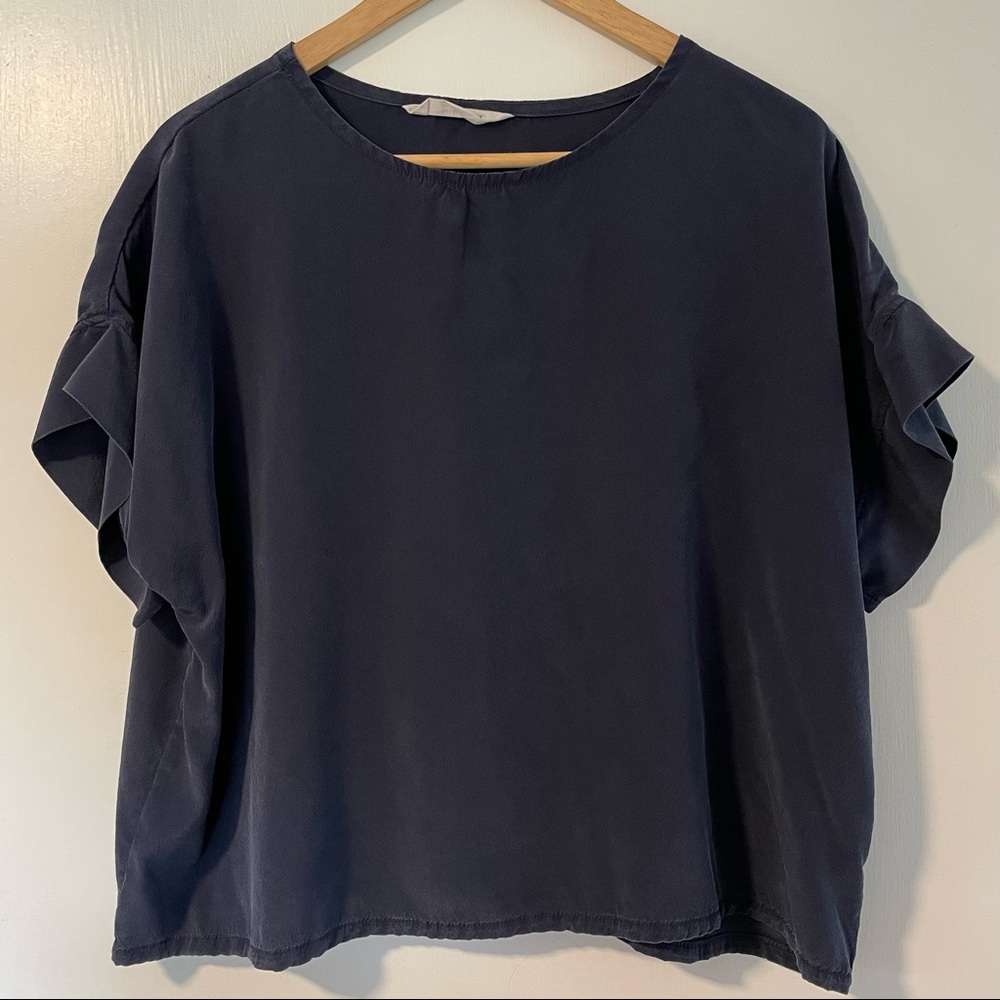 Elizabeth Suzann Georgia tee in navy silk crepe
